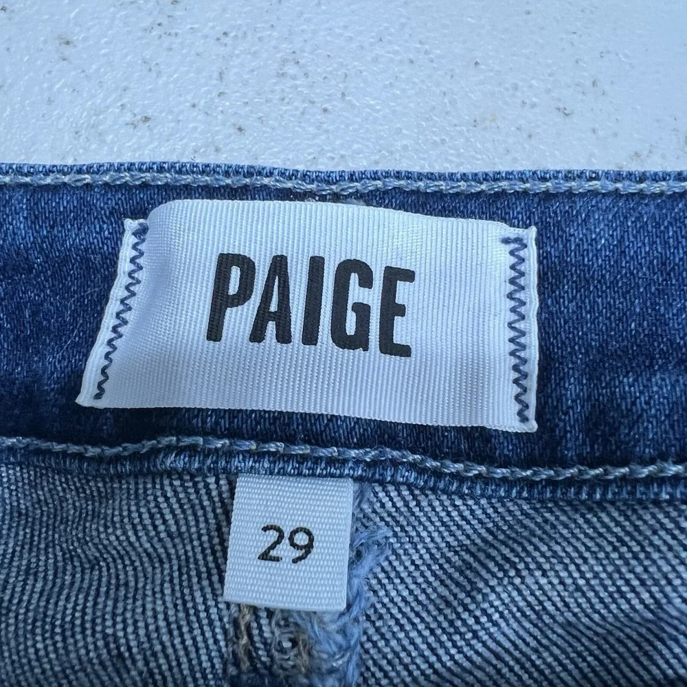 PAIGE Cindy High Rise‎ Straight Jeans 29 Mel Destroyed Hem Raw Hem Ankle